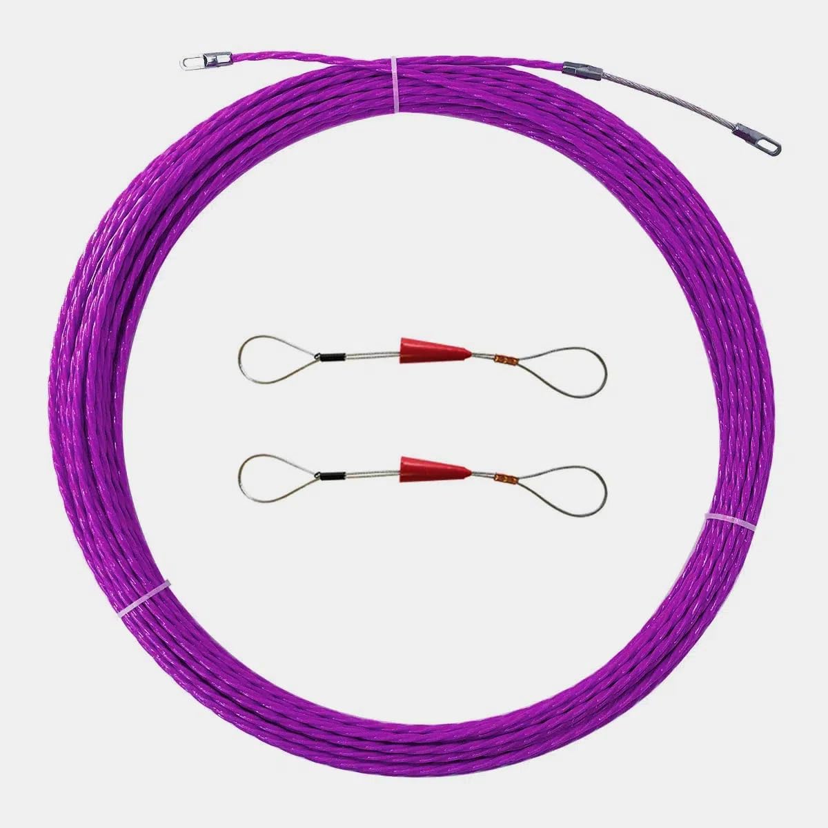 IRSCorp 10M 33ft Fish Tape Cable Puller Kit 4mm PET Electrical Cable Puller Through Wall Wire Guide Device Threader Fish Cable Fastener Purple