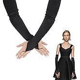 Long Opera Party 20s Satin Gloves, Stretchy Elbow Length Glove Plus Size Fingerless Glove Women's Costume Sheer Black Long Gloves for Women Girls Bridal Wedding Opera 1920s Party Accessories