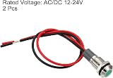 PATIKIL 2 Pack 8mm Green LED Indicator Light 12-24V Waterproof Metal Signal Lamp view 3