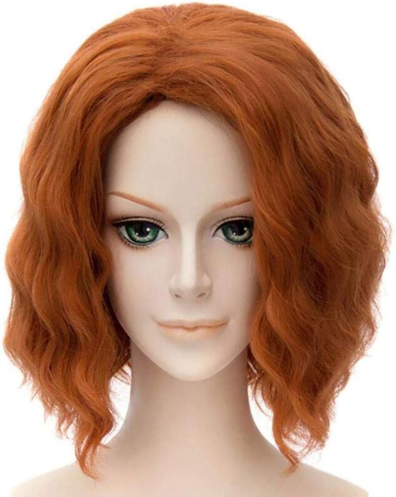 Haoyu Wigs For Cosplay Wig 28cm Yellow Brown Short Curly Hair