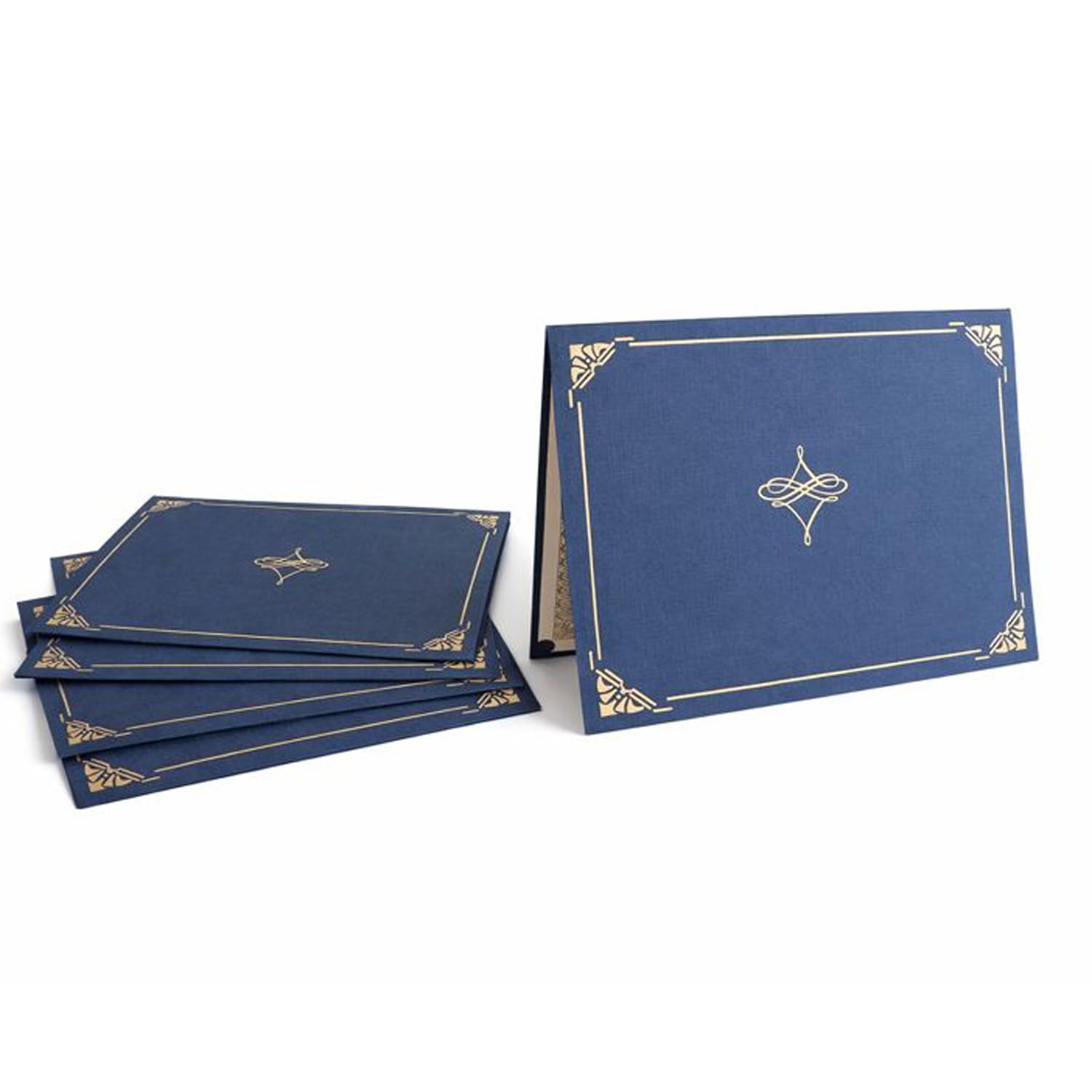 Geographics Navy Certificate Cover, Gold Foil, Linen Texture, 8.75" x 11.25", 5/Pack (47841)
