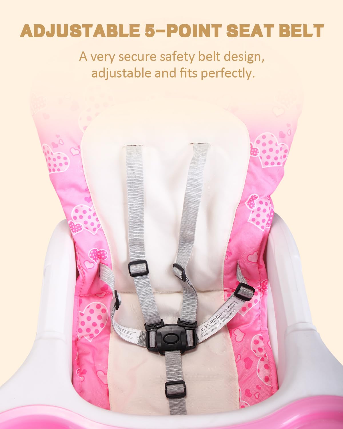 SANDINRAYLI High Chair, Convertible Highchairs for Babies and Toddlers, Baby Feeding Chair, Adjustable Infant Eating Chair for Girls & Boys, Easy Clean Toddler High Chair 3-5 Year Old, Pink