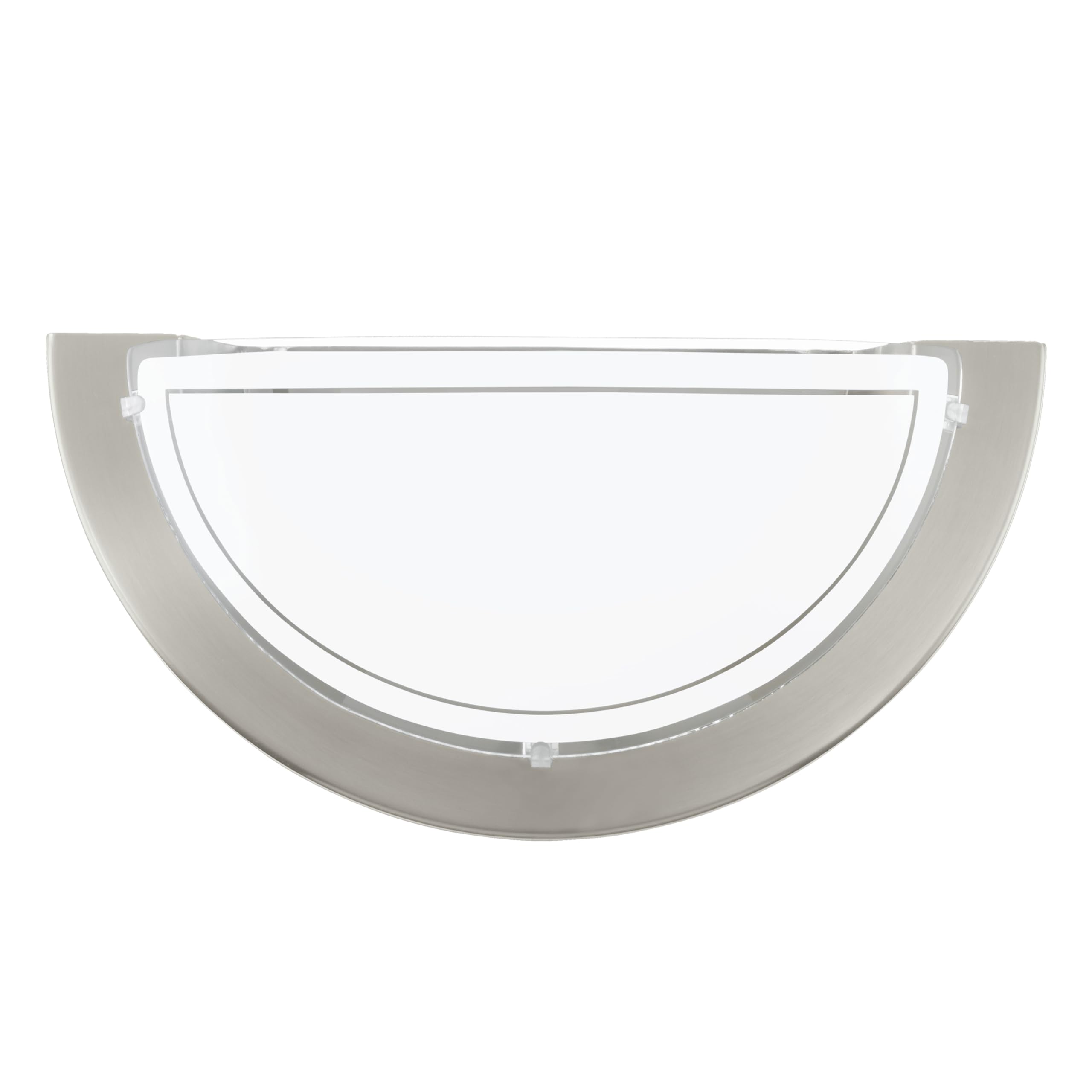 Eglo Wall lamp Planet 1, semi-Circular Indoor Light Fixture, Living Room and Hallway Lighting, Metal and Glass, Silver, White, E27 Socket