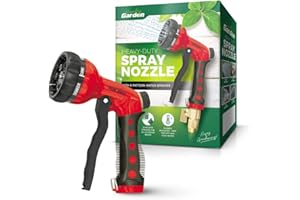 Signature Garden Heavy-Duty Water Hose Spray Nozzle - Comfort-Grip Hose Attachment - 8 Different Spray Patterns - Garden Hose