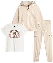 DKNY Girls 3-Piece Athletic Fleece Zip Sweatshirt