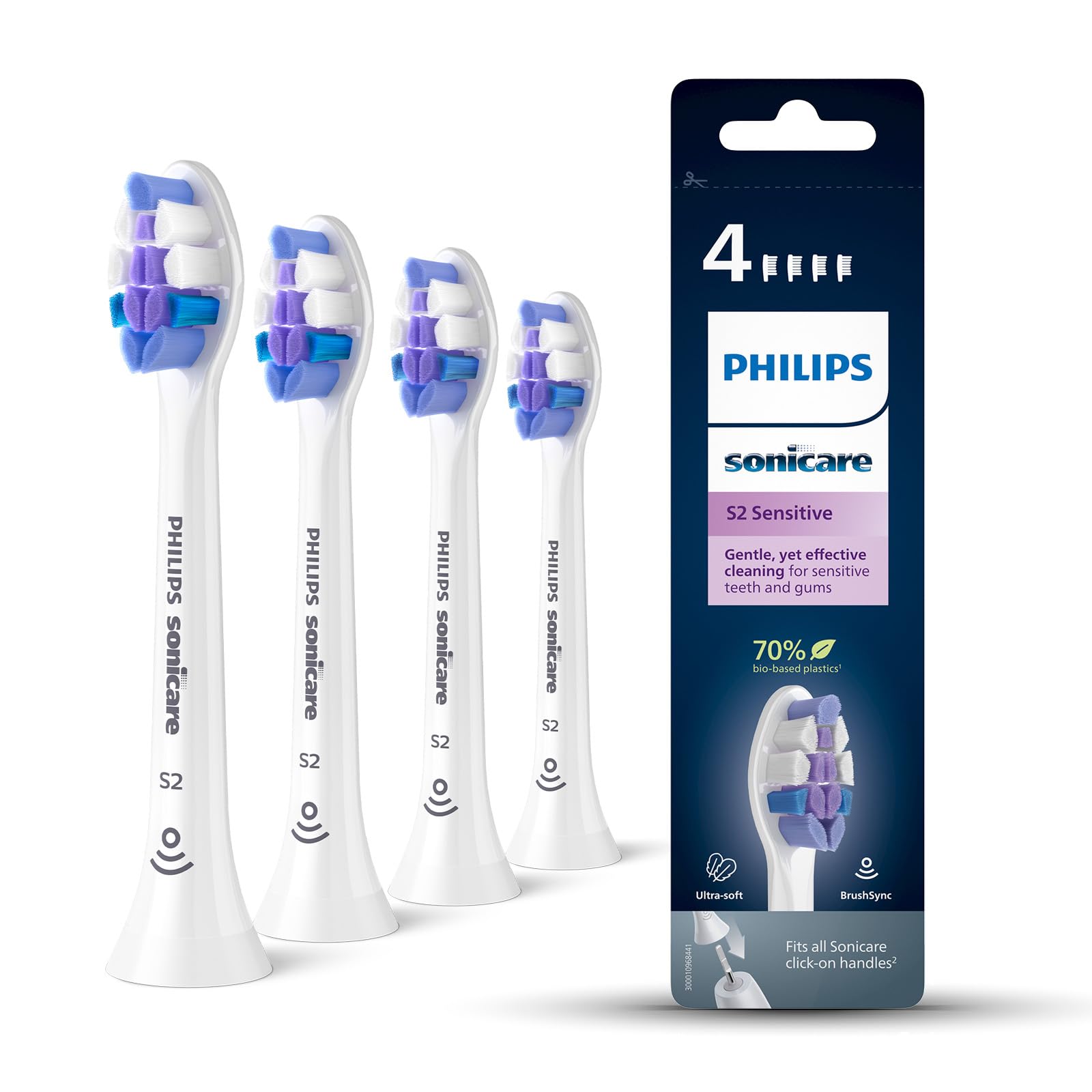 Philips Sonicare Brush Heads, S2 Sensitive Brush Head with Ultra-Soft bristles for Sensitive Teeth and Gums - outdated Product