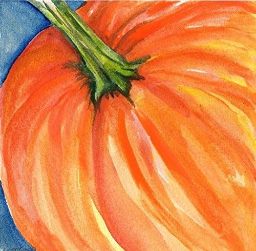 Original Pumpkin watercolor painting, hand painting, one of a kind, 6 x 6 inches kitchen wall decor, pumpkin painting, food art, wall art