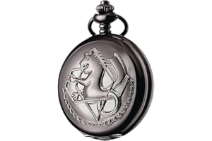 BOSHIYA Fullmetal Alchemist Pocket Watch with Chain Vintage Bronze Quartz Pocket Watch Cosplay Accessories Anime Merch Gift Box