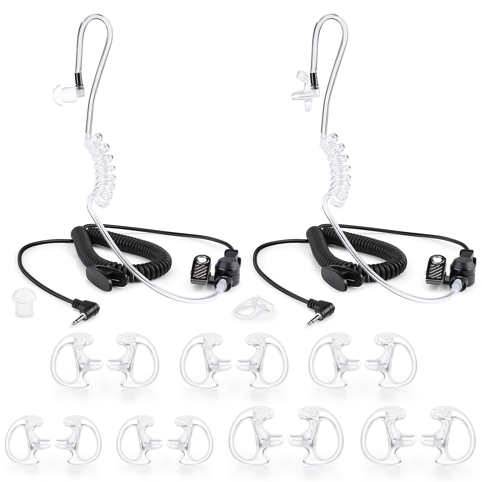 zeadio 2.5mm RECEIVER/LISTEN ONLY Surveillance Headset Earpiece with Acoustic Tube and Earmold Earpiece for Smartphone, Two-Way Radios, Transceivers and Radio Speaker Mics Jacks (Pack of 2)