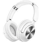 TAGRY Hybrid Active Noise Cancelling Bluetooth Headphones 100H Playtime Wireless Over Ear Headphone with Fast Charging Hi-Res Audio Headsets Comfort Earcups for Commute Travel Office Phone PC White