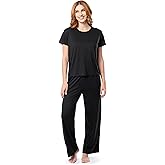 Fruit of the Loom womens Drop Shoulder Tee and Convertible Waist Sleep Set