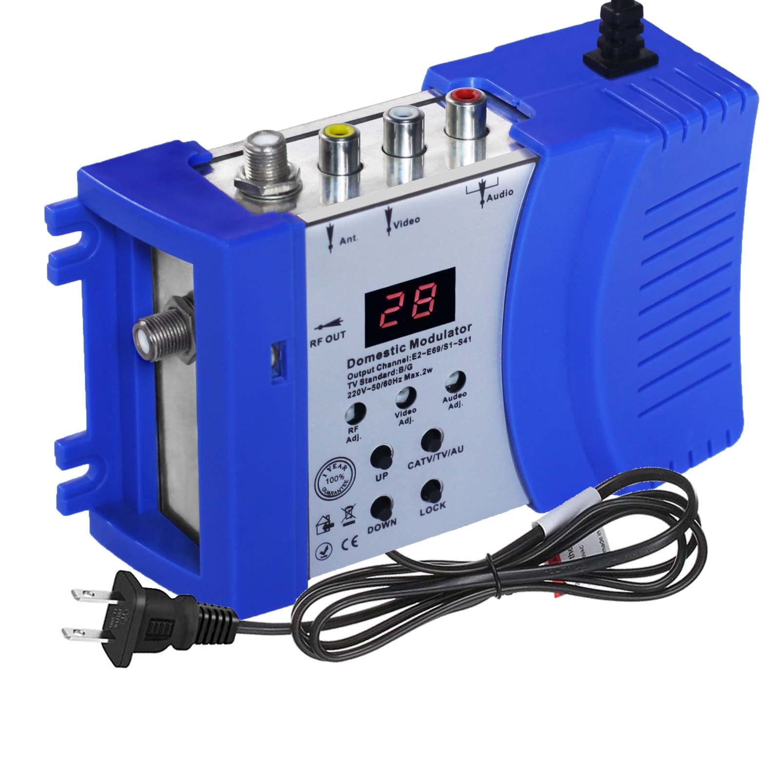 Modulateur RF Numérique, Modulateur Domestique Compact Universel Modulateur RF Numérique, Prise En Charge Multi-canaux PAL NTSC, Amplificateur De Signal UHF Sortie Audio/vidéo (Prise UE