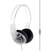 Koss CL/5i Clear Retro 90s Style On-Ear Headphones, Microphone Wired Plug | Transparent Design, In-Line Microphone and Remote, 3.5mm Jack