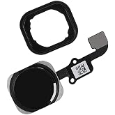 Johncase OEM Home Button Flex Ribbon Cable Assembly w/Rubber Gasket Replacement Part Compatible for iPhone 6/6 Plus (Black)