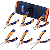 WISEPRO 6 PCS Mini Pliers Set, Jewelry Pliers Set with Pouch Including Long/Needle/Bent Nose Pliers, Combination/Diagonal/End