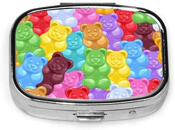 Amazon レインボーグミベアキャンディパターン ピルケース 習慣薬箱 おしゃれ 薬ケース 常備薬 携帯ケース ミラー付き 小物入れ 小型 薬入れ 服薬管理 軽量 持ち運びに便利 Elijah Ernest ピルケース