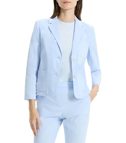 セオリー Seer Suit Shrunken Blazer サマージャケット Theory Women's Seer Shrunken Blazer, Navy, 0 at Amazon Women's
