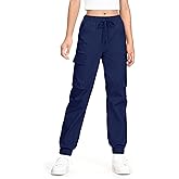 KEREDA Girls Cargo Pants Jogger Elastic Waist Drawstring with Pockets Uniform Pants Clothes for Teen Girls