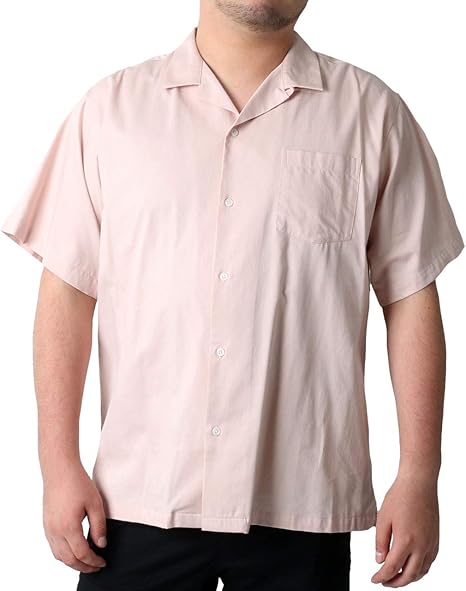 Amazon セロニアス 大きいサイズ メンズ 無地 オープンカラー 綿 レーヨン シャツ ピンク 5l シャツ 通販