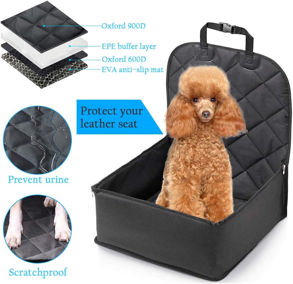Bizcasa Dog Car Seat, 2 In 1 Pet Booster Car Seat Cover, Waterproof Pet