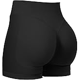 Buauty Women Workout Shorts 3.6" Butt Lifting High-Waisted Seamless Pants Scrunch Booty Athletic Gym Yoga Biker Shorts Black XS
