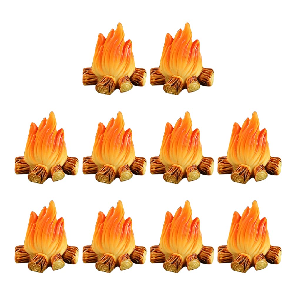 Photo 1 of jarbins 10Pcs Fake Fire Bonfire Model Miniature Fire Figurine Fake Camp Fire Resin Toys Pretend Fire Pit for Kids Micro Scene Prop Flower Pot Decor Mini Flame Toy Dollhouse Accessories Toy Fire Decor
