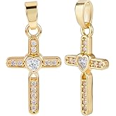 Beebeecraft 10Pcs Cross Charms for Necklaces 20x12mm Small 18K Gold Plated Christian Crucifix Charms Pendant with Cubic Zirconia for Women Jewelry Making Bracelets Necklace DIY Crafts (Hole: 2.5x5mm)