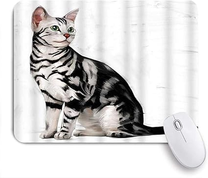 Amazon Niesikklaマウスパッド 子猫アメリカンショートヘア猫カラー絵画愛らしいアートおかしいかわいいストライプ ゲーミング オフィス最適 高級感 おしゃれ 防水 耐久性が良い 滑り止めゴム底 ゲーミングなど適用 用ノートブックコンピュータマウスマット Niesikkla