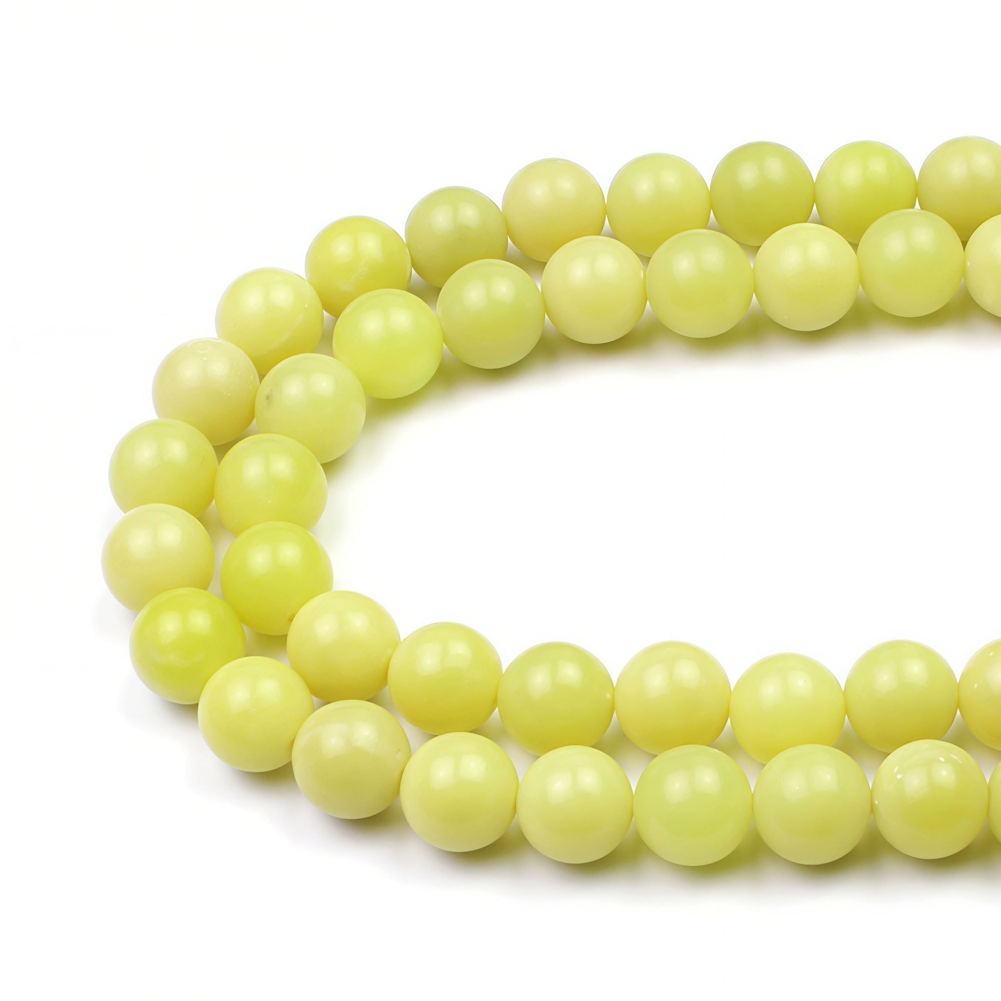 MJDCB Natural Round Stone Beads 10mm Lemon Jade Loose Gemstone Beads for Jewelry Making Bracelet Necklace 35pcs