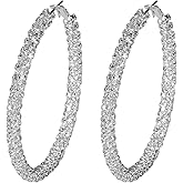 Mult-colors Cubic Zircon Hoop Earrings for Women Lightweight Hypoallergenic Jewelry for Sensitive Ears for Women Large Big Hoop Earrings DTE-GG60S