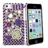 Celicious Lilac Flower Heart Diamante Case for Apple iPhone 5c
