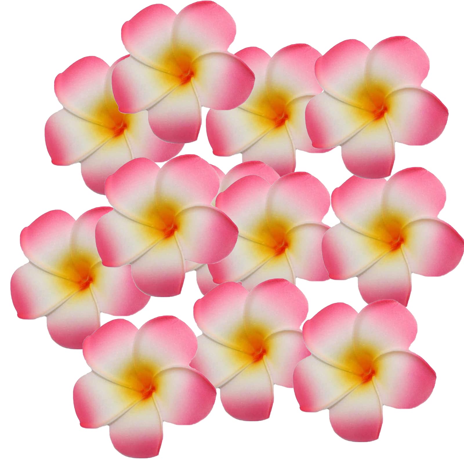 Riaxuebiy 50pcs Artificial Plumeria Petals Foam Eggflower Hawaiian Frangipani Flower Heads for Wedding Party Beach Home Brooch Hairpin Decoration (Pink)