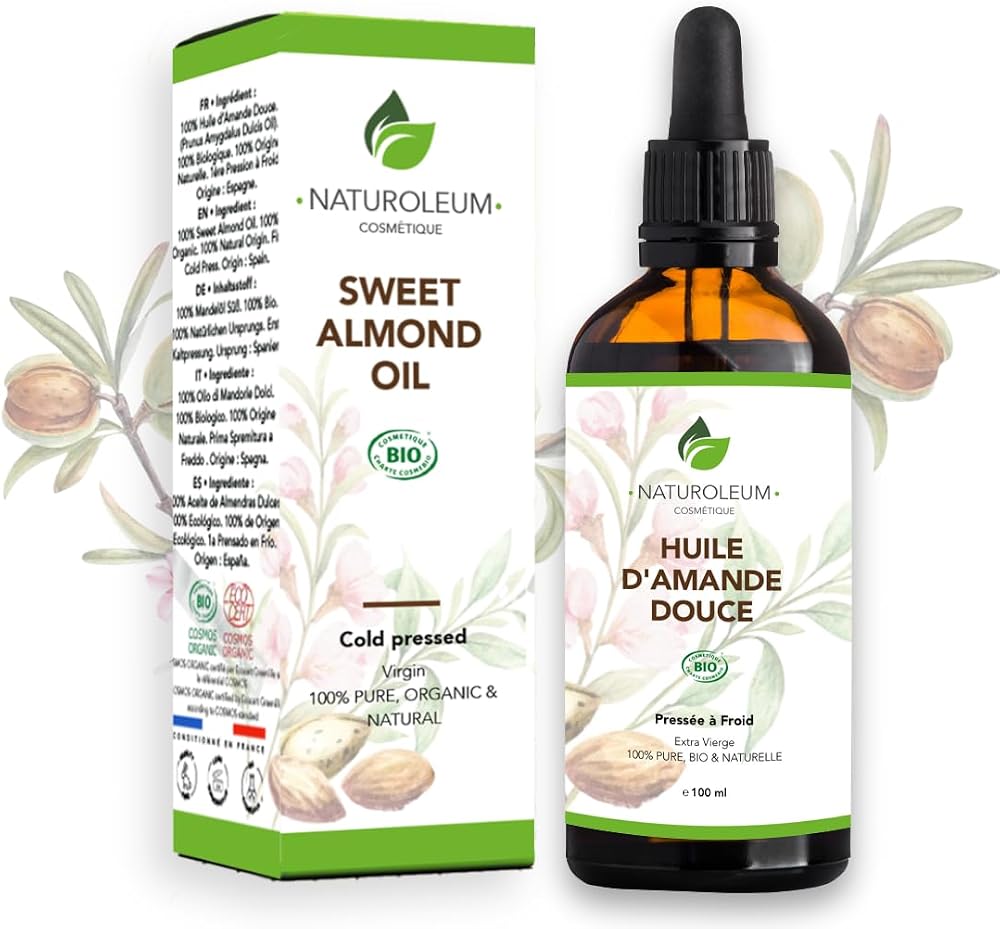 naturoleum 100% Organic Cold Pressed Almond Oil Extra Virgin Vegan 100ml