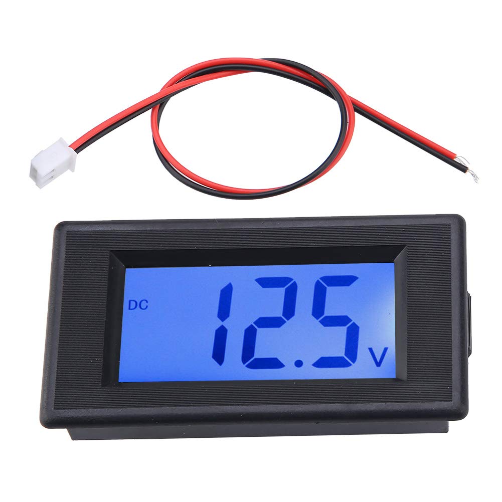 4V to 30V Two Wire LCD Display Voltmeter Digital Voltage Power Tester Power Line Volt Test Monitor Gauge Meter with Blue Screen Backlight for Household Plug into Outlet to Measure Voltage