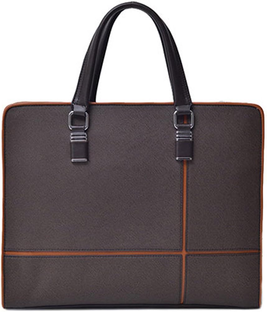 CustomHomme Men's Simple Squared Laptop Leather Briefcase