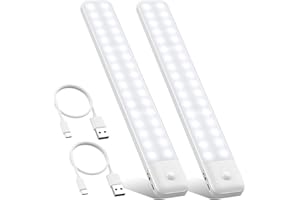 QTSHINE [2 Pack] Under Cabinet Light 80LEDs,Motion Sensor Led Light Indoor,USB C Rechargeable Closet Under Counter Lighting,12.6inch Battery Powered Operated Night Light for Kitchen,Wardrobe
