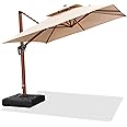 PURPLE LEAF 9ft Patio Umbrella Outdoor Square Umbrellas Large Cantilever Umbrella Windproof Offset Heavy Duty Sun Umbrellas for Garden Deck Pool Patio, Beige