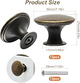 Juibao 12 Pcs Bronze Cabinet Knobs Antique Brass Drawer Knobs with Screws view 2