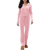 yidengymx Womens Two Piece Velour Outfits Long Sleeve Full Zipper Hoodie Workout Pants 2 Piece Velvet Sweatsuit for Women
