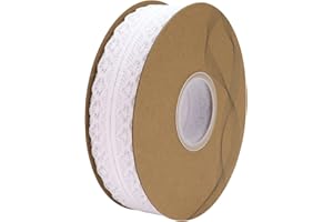 Nsilu Floral Pattern Fabric Lace Ribbon Trim for Sewing& Crafts Hair Bow Making, Gift Package Wrapping 1 Inch Wide (White, 50 Yards)