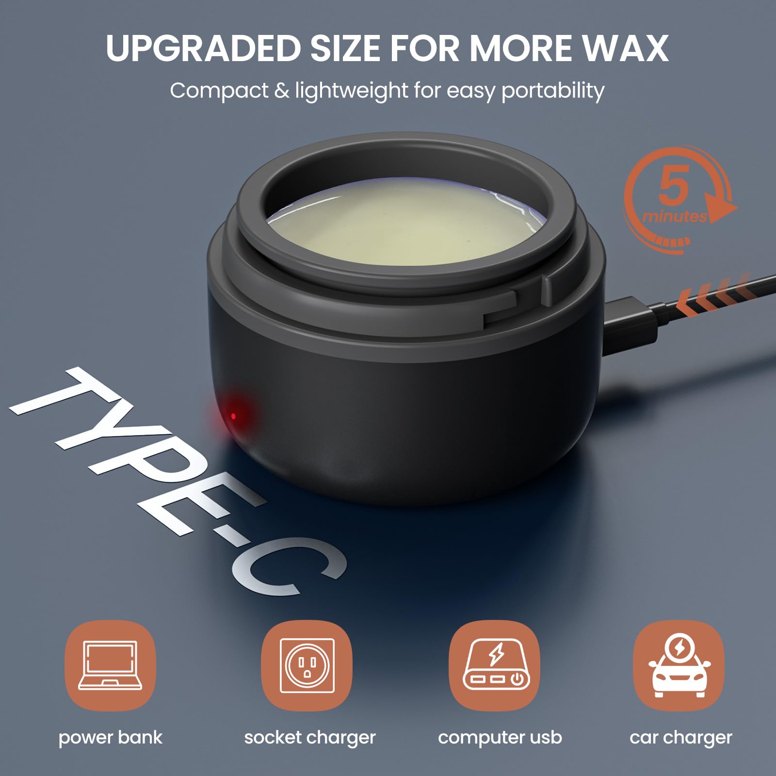 AUZEAL Nose Wax Kit Men, Ear Hair Removal For Men, Ear Hair Waxing Kit with 100 g Wax, 40 Nose Sticks, 20 Times Use, Usb Rapid Heating, Constant Temperature, Painless, Black