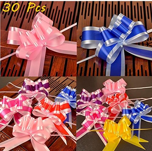 Elegant Gift Pull Bows for Birthdays Easter Christmas, 9 Pack 6" diameter Organza Yarn Pull Bows Gift Wrapping Wrap Ribbon Bow Wedding Car Decoration Centerpieces Gift (30P 4.5CM)