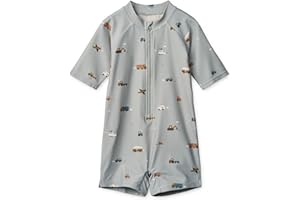 LDIOIF Toddler Boys One Piece Swimsuit Zipper Rash Guard Short Sleeve Bathing Suit