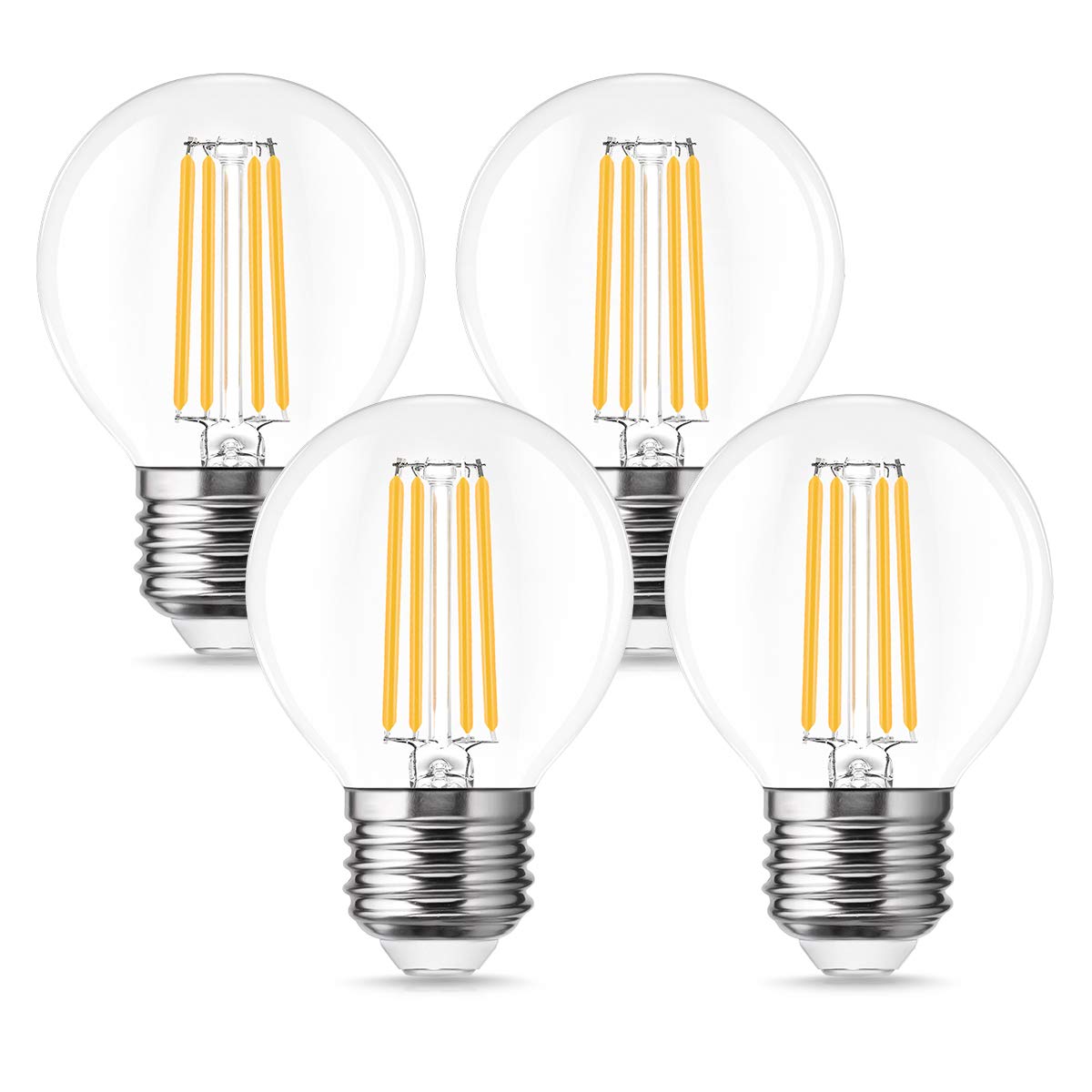 Fulighture E27 Vintage Light Bulbs, Edison Screw Bulb, 4W, Energy Saving Light Bulbs, 470lm, Retro Antique Lamp, Soft White 2700K, Not Dimmable, Pack of 4