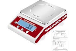 Fristaden Lab Scale | 15 kg x 0.1 g | Calibration Certificate | USA Company - Digital Lab Balance with Professional Load Cell, Metal Support Structure and Thorough Calibration - Scientific Scale
