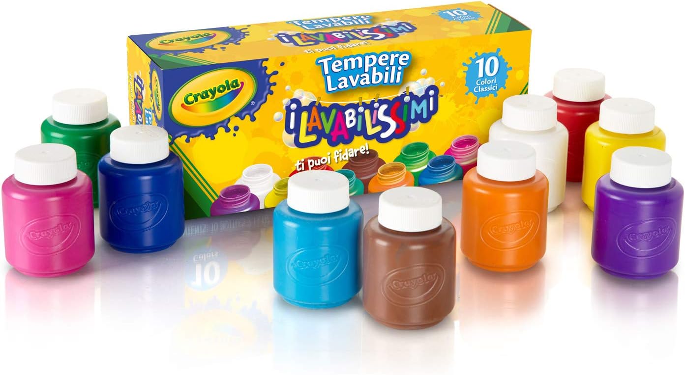CRAYOLA - Washable Paints in Resealable Jars, Ready to Use, for School and Leisure 10 Classic Colours, 54-1205, Assorted Colours - Image 4