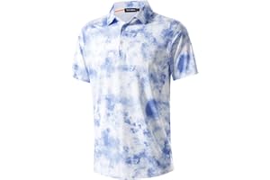 TRUSMOL Golf Shirts for Men Dry Fit Performance Print Short Sleeve Moisture Wicking Golf Polo Shirts