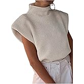 GORGLITTER Women's Short Cap Sleeve Sweater Vest Mock Neck Fall Cozy Casual Trendy Knit Pullover Top