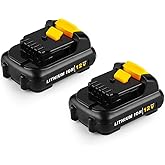 SJZNHFTOLO DCB120 12V 4.0Ah Replacement Battery for Dewalt 12V Battery DCB121 DCB123 DCB122 DCB124 DCB125 DCB127 Compatible with All Dewalt 12 Volt Max Lithium Battery(2 Pcak)