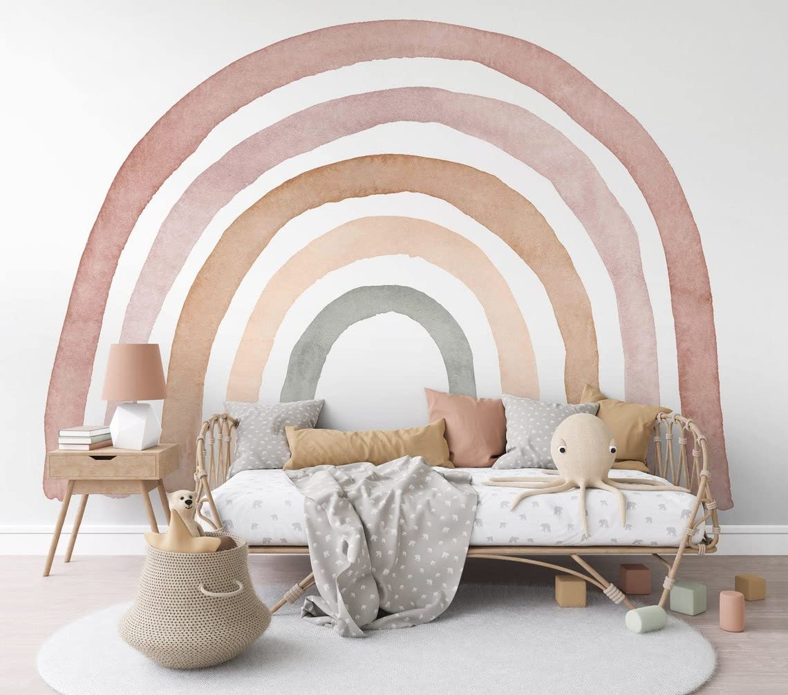 BelleImpression - Rainbow Wall Decal Sticker (167cm Wide x 121cm Height) Peel & Stick Perfect for Nursery, Baby Room, Play Room, Kids Room or Bedroom Decor. Suitable for Baby, Kids, or Children.